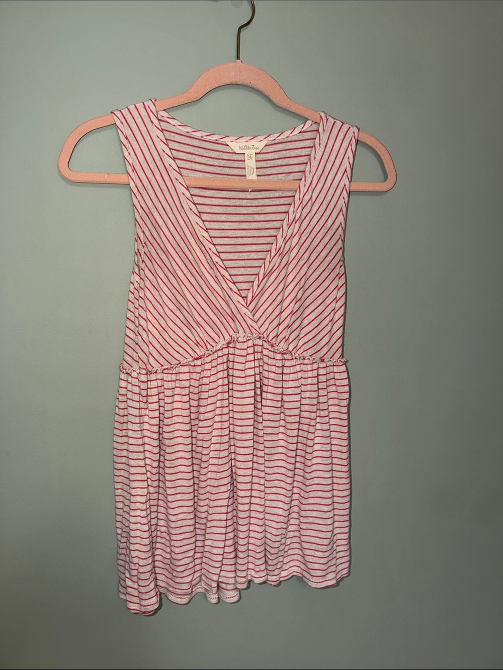 Matilda Jane Striped Wrap Peplum Top XS Pink Oatmeal 25665T